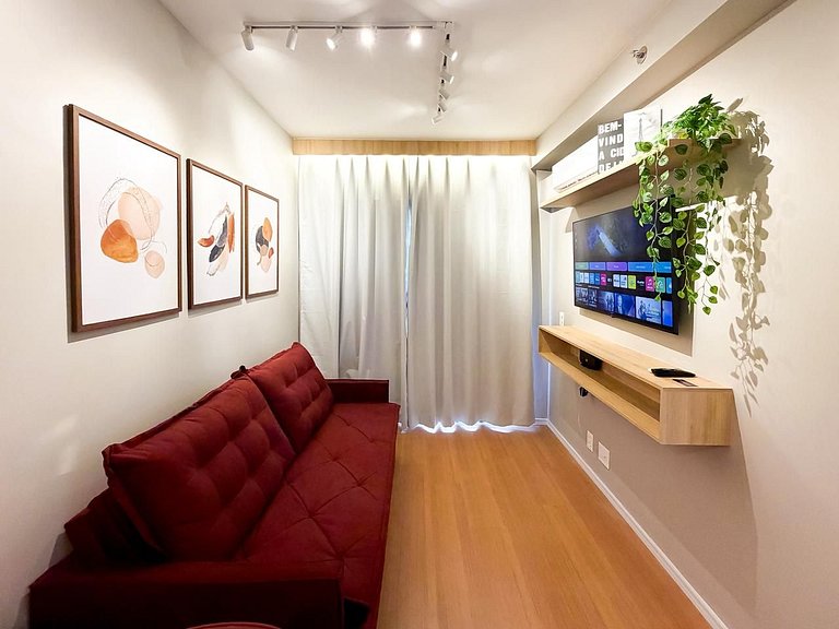 Apê Moderno c/ Ar + Vista – Próx. Allianz Parque