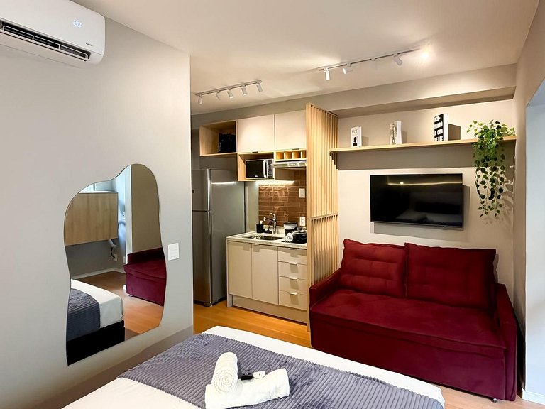 Apê Novo c/ Ar + Vista – Próx. Allianz Parque