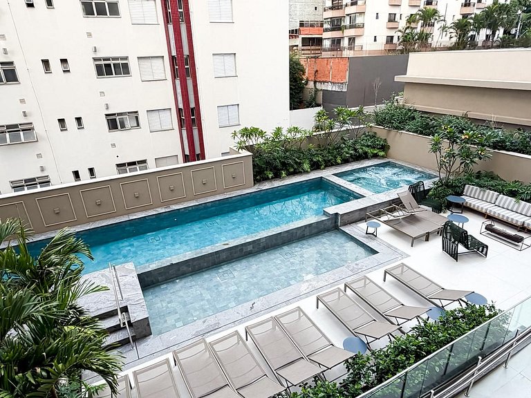 Apê Novo c/ Ar + Vista – Próx. Allianz Parque